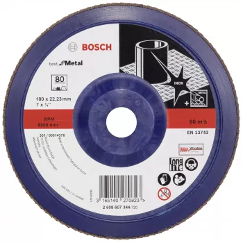 Bosch X571 Best for Metal 180 mm, P40, cirkonio oksido aliuminio, 22,23 mm kiaurymės sklendės diskas 2608607344