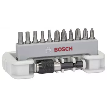 Bosch 2607017578 34 dalių grąžtų ir atsuktuvų antgalių rinkinys su HSS-TiN metalo, mūro ir medienos grąžtais X-Line dėkle