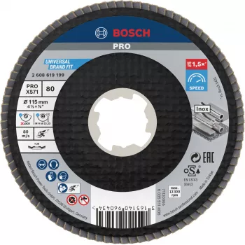 Bosch Accessories 2608619199 X-LOCK atlenkiamasis šlifavimo diskas 115 mm, grūdėtumas 80, cirkonio aliuminio oksidas, kūginis Type 29, metalui, 1 vnt.