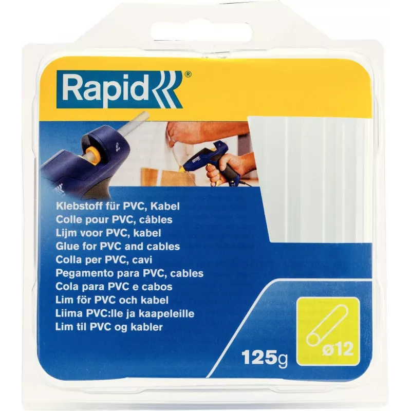 Rapid karšto lydalo klijų lazdelė PVC ir kabeliams, 12 mm skersmuo, trumpa, permatoma, 1 vnt. 40107358