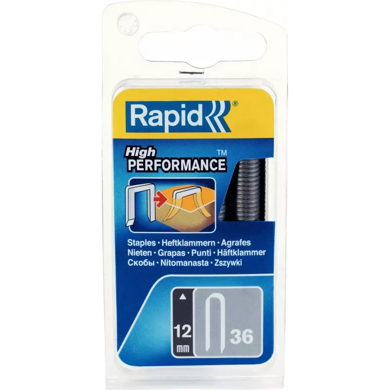 Rapid Type 36 plokščios vielos kabelių segtukai, 12 mm kojelė, cinkuoti, kaltinio smaigalio, 1000 vnt. 40109626