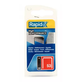 Rapid No. 53 smulkios vielos segtukai, 12 mm kojelės, cinkuotas plienas, 2500 vnt. pakuotė 40109505