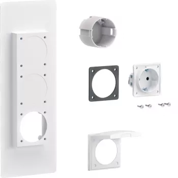 Hager universZ Schuko lizdas su flanšu, 1 vietos, 250 V, 16 A, šviesiai pilkas ZY01SD