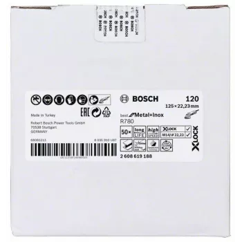 Bosch Best for Metal+Inox R780 paviršiaus apdirbimo diskas, 125 mm, X-LOCK, šlifavimo smulkumas 120, 2608619188