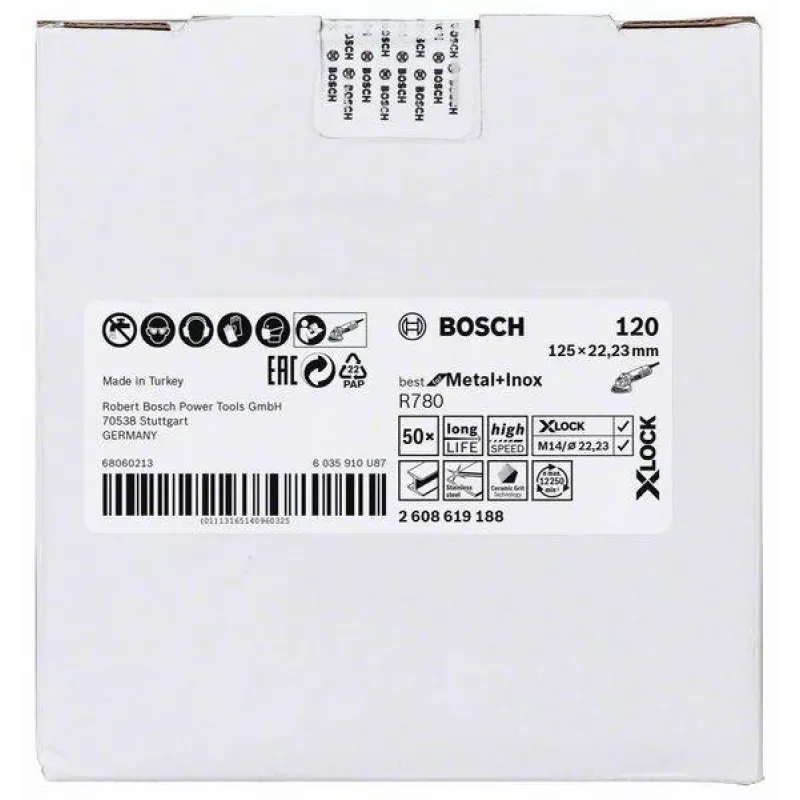 Bosch Best for Metal+Inox R780 paviršiaus apdirbimo diskas, 125 mm, X-LOCK, šlifavimo smulkumas 120, 2608619188