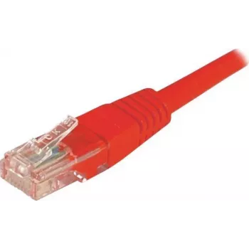 EXERTIS CONNECT Cat6 U/UTP komutacinis kabelis, raudonas, 1,0 m, RJ45, su apsauga nuo užkabinimo 243710