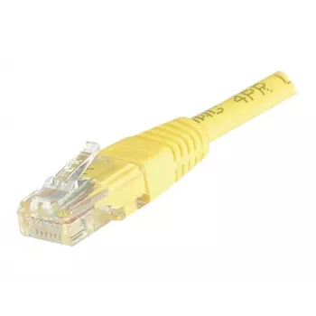 EXERTIS CONNECT Cat6 U/UTP varinis komutacinis kabelis, 0,5 m, geltonas, su apsauginiais fiksatoriais RJ45 EXC245700