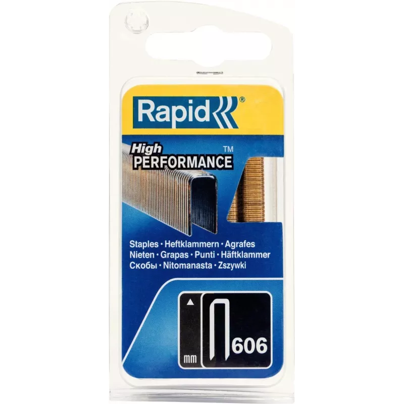 Rapid siauros karūnos segtukai Type 606, 25 mm, cinkuotos plieninės vielos, dervuotu paviršiumi, maža pakuotė 40109531