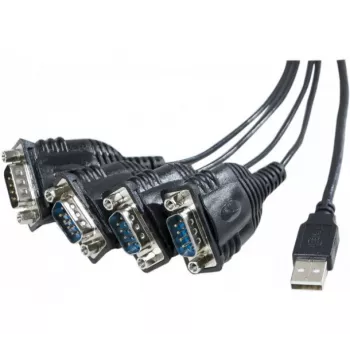 Exertis Connect USB į nuosekliąją jungtį adapterio kabelis, USB-A male į DB-9 male, 1,3 m, veržiamieji varžtai, juodas 040344