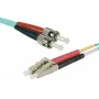 EXERTIS CONNECT LWL komutacinis kabelis Eco, 50/125 µm, OM3 pluoštas, LC Duplex kištukas/ST Duplex kištukas, aqua, 5,0 m UPC UPC šlifas (392734)