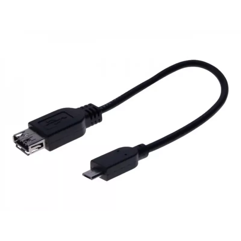 EXERTIS CONNECT Micro USB OTG adapterio kabelis, USB-A (moteriška) į Micro-B (vyriška), 0,15 m, juodas 532416