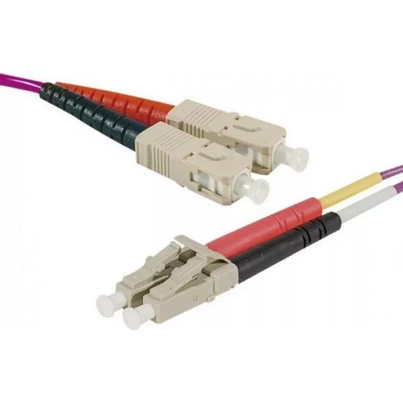EXERTIS CONNECT 10m LC/UPC to LC/UPC OM4 daugiamodis dvigubas optinis komutacinis kabelis, LSZH, Erika Violet 392786