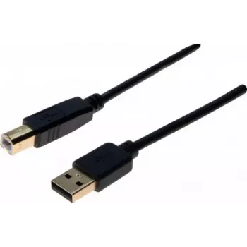 EXERTIS CONNECT USB 2.0 Premium kabelis, auksu padengti kontaktai, USB A į USB B, 1,0 m, juodas 532427