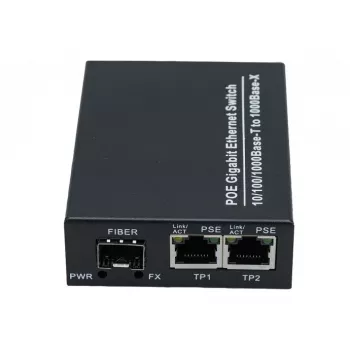 EXERTIS CONNECT 311793 tinklo konverteris su 30 W PoE+ inžektoriumi, 2x 10/100/1000 Mbps RJ45, 1x 100/1000 Mbps SFP lizdas