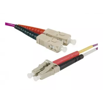 EXERTIS CONNECT LWL šviesolaidinis komutacinis kabelis Eco, 50/125 µm, OM4 pluoštas, SC Duplex kištukas/LC Duplex kištukas, erika-violet, 3.0 m UPC UPC šlifas (392803)