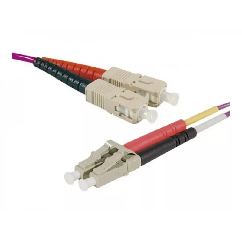 EXERTIS CONNECT LWL šviesolaidinis komutacinis kabelis Eco, 50/125 µm, OM4 pluoštas, SC Duplex kištukas/LC Duplex kištukas, erika-violet, 3.0 m UPC UPC šlifas (392803)