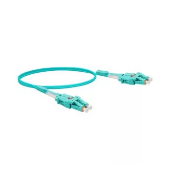 EXERTIS CONNECT Uniboot optinis komutacinis kabelis, 50/125 µm, OM3, LC Duplex/LC Duplex, UPC, akvamarino spalvos, 1,0 m (392941)