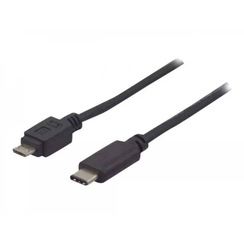 EXERTIS CONNECT USB 2.0 laidas, USB Type-C į Micro-B, juodas, 1,0 m 150301