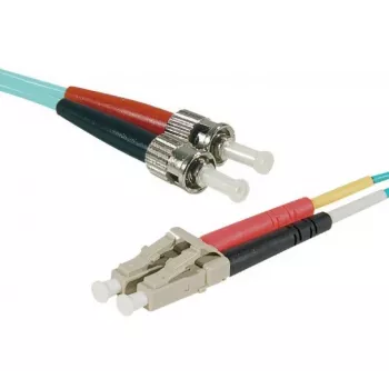 EXERTIS CONNECT LWL komutacinis kabelis Eco, 50/125 µm, OM3 daugiamodis, LC Duplex į ST Duplex, akvamarino spalvos, 3,0 m, UPC Polish 392733