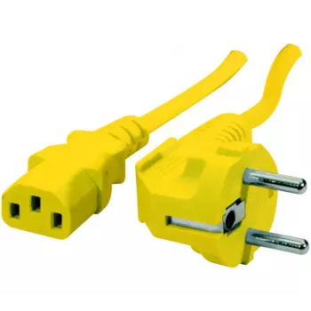 Exertis Connect 808015 maitinimo kabelis su kampuotu Schuko kištuku ir IEC C13 lizdu, geltonas, 1,8 m