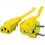 Exertis Connect 808015 maitinimo kabelis su kampuotu Schuko kištuku ir IEC C13 lizdu, geltonas, 1,8 m
