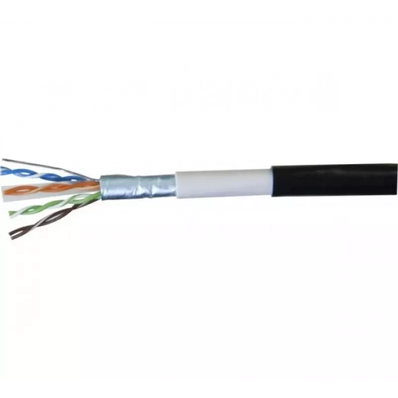 Exertis Connect 845038 Cat.6 F/UTP vandeniui atsparus komutacinis kabelis, 0,5 m, juodas, su plonu apsauginiu lankstuku