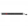 EXERTIS CONNECT 19 inch 1U Rackmount PDU, 12 x IEC C13 lizdai, Schuko įvadas, 2,5 m kabelis, aliuminis, juodas (808903)