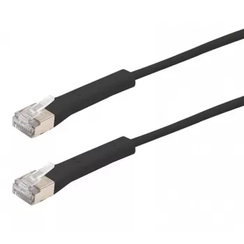 Exertis Connect RJ45 komutacinis kabelis, Cat. 6A, F/FTP, kampuotas, be halogenų, juodas, 0,5 m (854012)