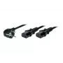 TECLINE Y maitinimo splitterio kabelis, kampuotas Schuko kištukas į 2x IEC C13 lizdus, 1,8 m, juodas 808410