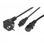 Exertis Connect maitinimo splitterio kabelis - CEE 7/7 kištukas į IEC C5 ir C13 lizdus, 10A 250V, 1,2 m pagrindinis / 0,6 m atšakos, juodas 808411
