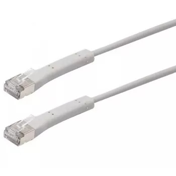 Exertis Connect RJ45 komutacinis kabelis, Cat. 6A, F/FTP, kampuotos jungtys, be halogenų, pilkas, 2,0 m 854309