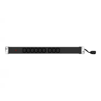 EXERTIS CONNECT 19 inch 1U 9 lizdų IEC C13 PDU, aliumininis korpusas, 2,5 m kabelis, juodas 808901