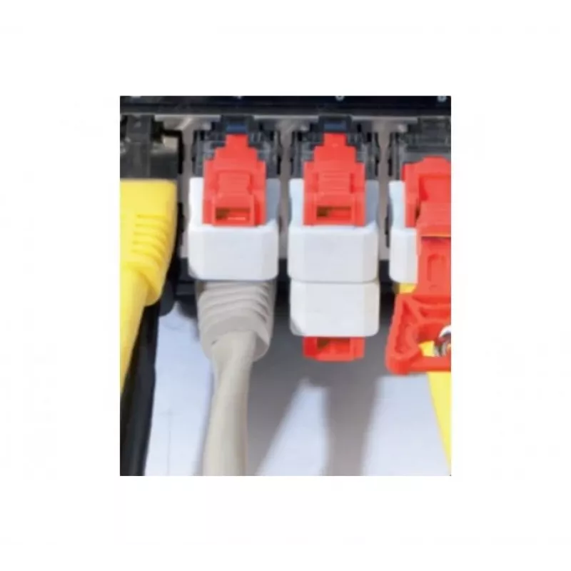 EXERTIS CONNECT RJ45 prievado užraktas (10 vnt., mėlynas) su raktu – blokuoja neteisėtą prieigą prie tinklo 848943