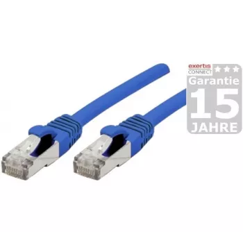 EXERTIS CONNECT Cat 6A S/FTP komutacinis kabelis, 0,5 m, mėlynas, plonas snagless apsauginis antgalis 858451
