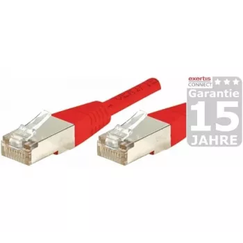 EXERTIS CONNECT Cat.5e F/UTP komutacinis kabelis, raudonas, 0,15 m, plonas apsauginis įlinkimas 857040