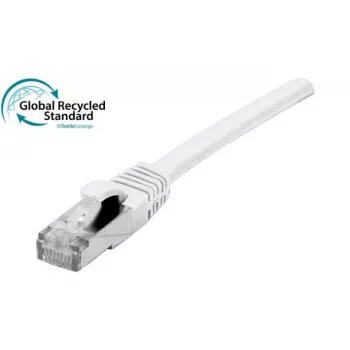 EXERTIS CONNECT Cat. 6A S/FTP komutacinis kabelis, TPE, be halogenų, GRS sertifikuotas, su apsauga nuo užkabinimo, baltas, 0,3 m 854555