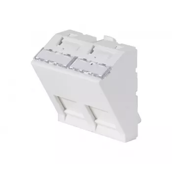 EXERTIS CONNECT montavimo plokštelė 45x45mm 2 Keystone moduliams, 30°, signalinė balta RAL 9003 911711