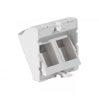 EXERTIS CONNECT montavimo plokštelė 45x45mm 2 Keystone moduliams, 30°, signalinė balta RAL 9003 911711