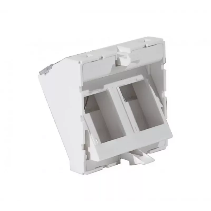 EXERTIS CONNECT montavimo plokštelė 45x45mm 2 Keystone moduliams, 30°, signalinė balta RAL 9003 911711