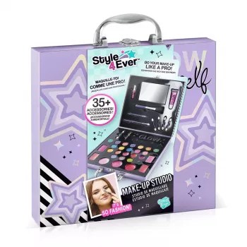 Canal Toys Make-Up Studio (OFG313) - vaikams saugus kosmetikos rinkinys su 10 akių šešėliais, 6 lūpų blizgiais, 2 skaistalais, aplikatoriais, šepetėliais ir sulankstomu veidrodėliu