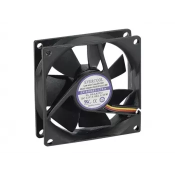 Exertis Connect Evercool 80 mm korpuso ventiliatorius - Sleeve guolis, 2000 RPM, 26.5 CFM, juodas 910184