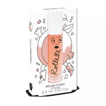 Nailmatic Kids Roll-On Lip Gloss Peach 6,5ml - drėkinantis veganiškas vaikiškas lūpų blizgesys su abrikosų kauliukų aliejumi ir vitaminu E