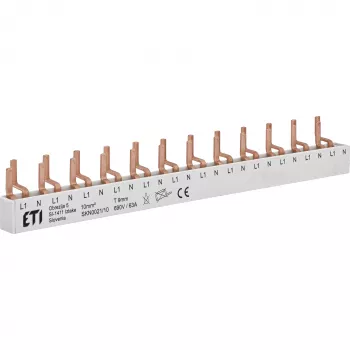ETI 002921150 izoliuota kaištinė šyna SKN0021/10, skirta ETIMAT 1N, KZS 1M, 1 polių, 10 modulių, 63 A