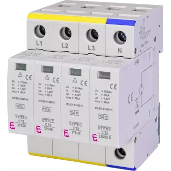 ETI ETITEC C T2 275/20 3+1 apsaugos nuo viršįtampių įtaisas, 2 tipo, 275 V AC, 4 polių 002440403