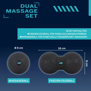 SCHILDKRÖT Dual masažo rinkinys, 2 dalių: 1 žemės riešuto formos kamuolys (apie 80 x 160 mm), 1 masažo kamuolys - 1 vnt (960134)