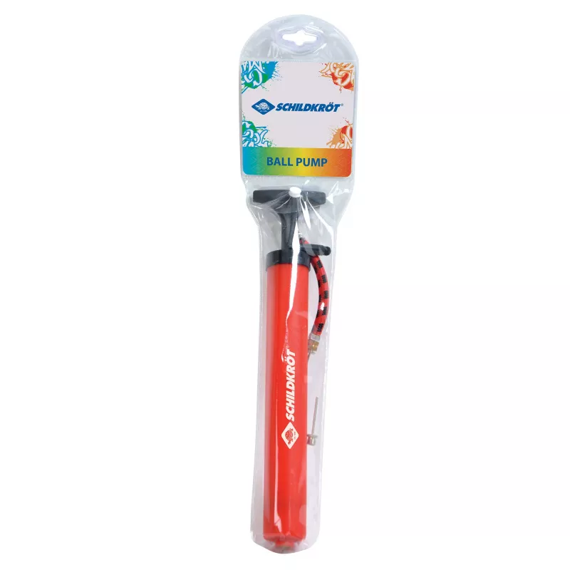 SCHILDKROT kamuolių pompa 300 mm, raudono plastiko, su oro žarna ir 2 adapteriais 970989