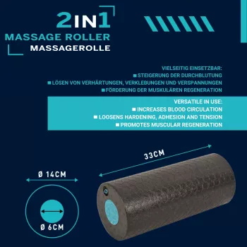 SCHILDKROT 2-in-1 masažo ritinėlių rinkinys, juodas/mėlynas, EPP putos, 960237