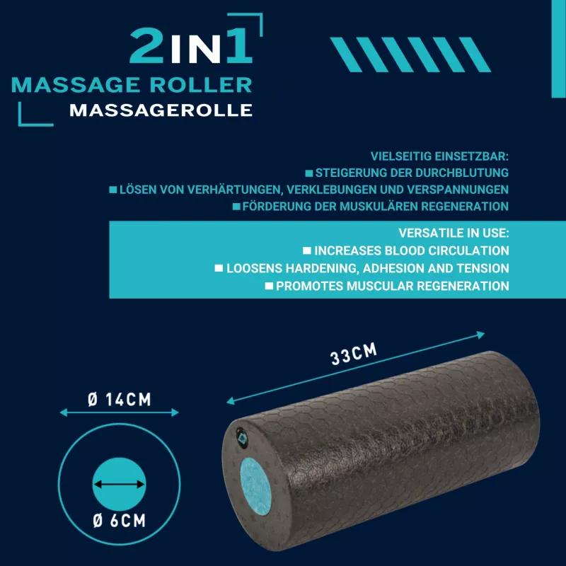SCHILDKROT 2-in-1 masažo ritinėlių rinkinys, juodas/mėlynas, EPP putos, 960237