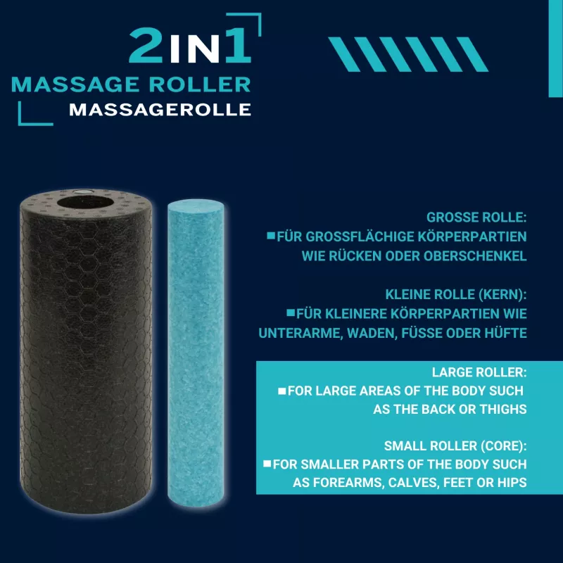 SCHILDKROT 2-in-1 masažo ritinėlių rinkinys, juodas/mėlynas, EPP putos, 960237