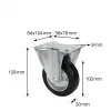 Wagner design yourself Fiksuotas ratukas RO 8104, 100 mm ratas, sidabrinis korpusas, juodas PP ratas, 100 kg apkrova 4810401